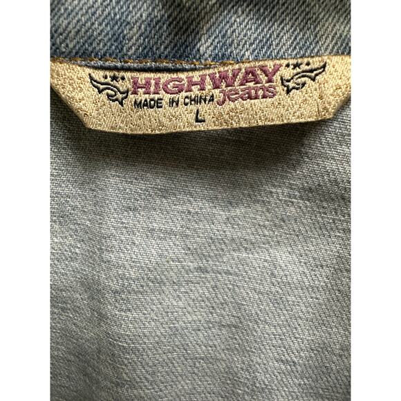 Upcycled Denim Jacket Pink Lace Hem & Back Panel Large - Picture 8 of 9